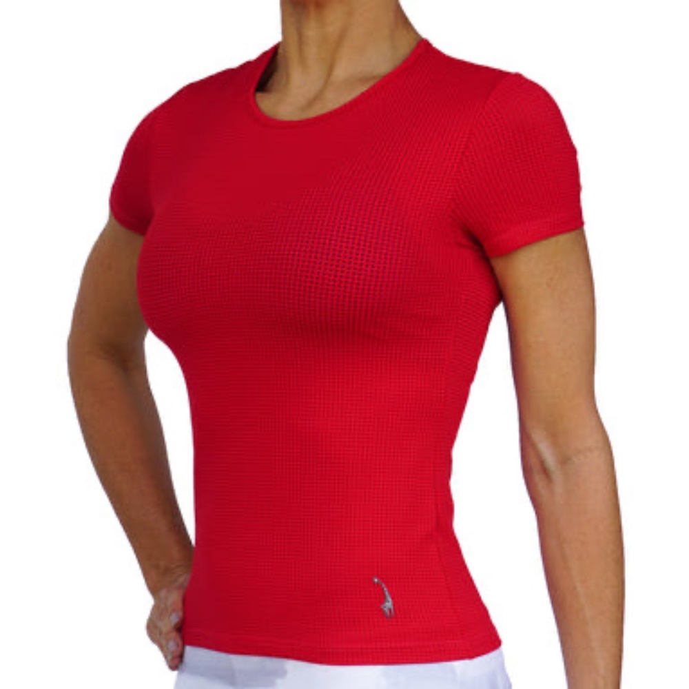 Lacoa Sports High Performance Mesh Short Sleeved top in Red - Size Small, NWT